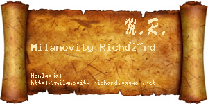 Milanovity Richárd névjegykártya